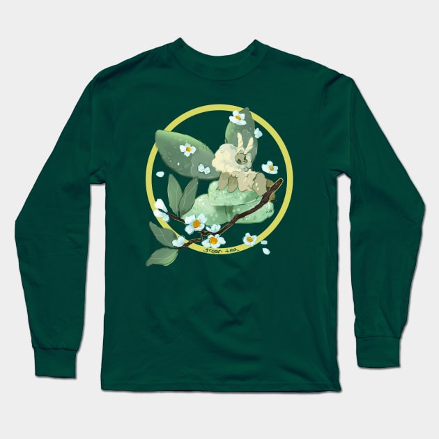 Green Tea Mochi Moth Long Sleeve T-Shirt by cosmicloak